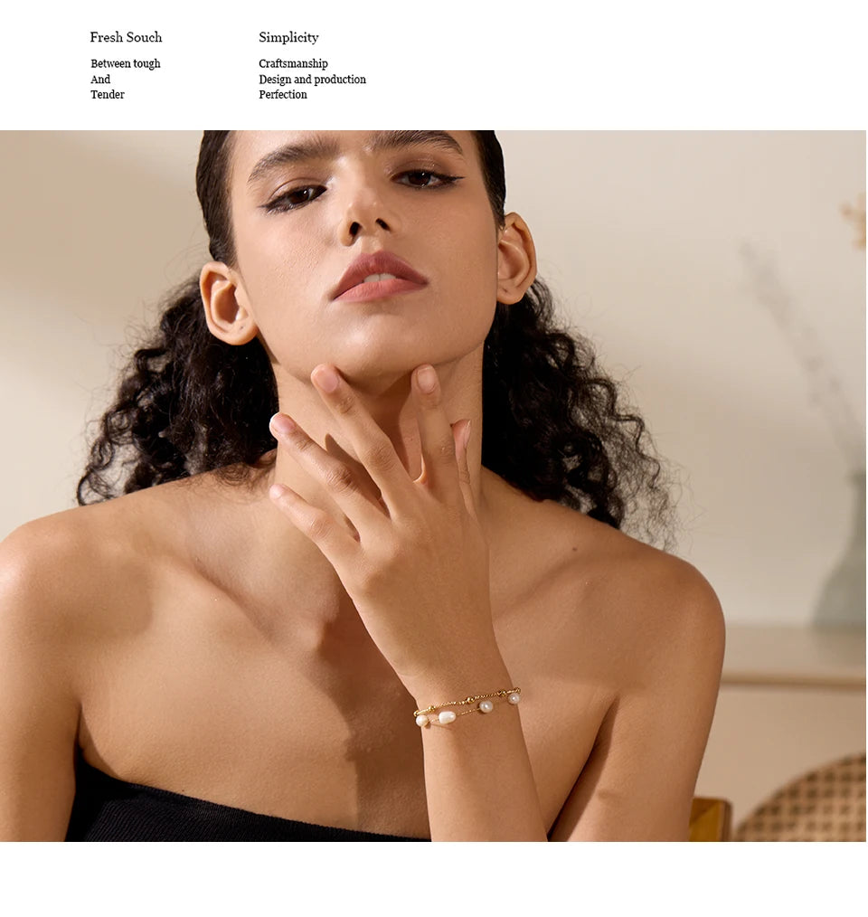 Gold & Pearl Chain Bracelet