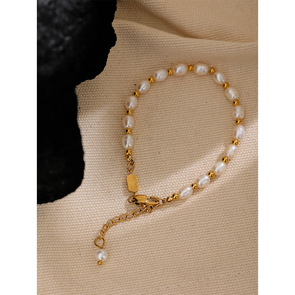 Oval Freshwater Pearl Charm Bracelet