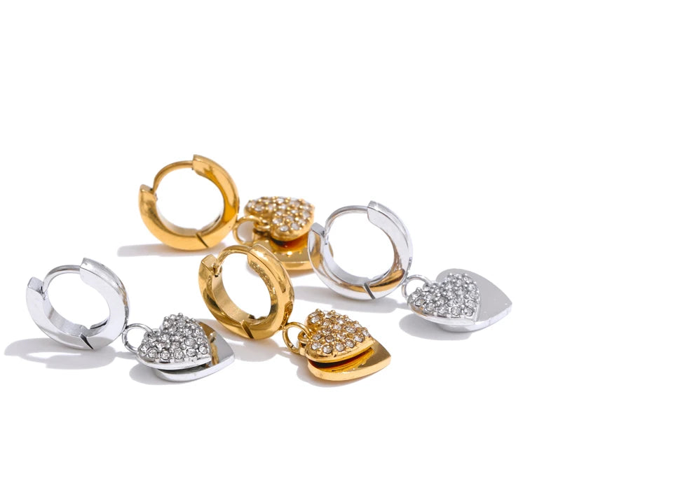 Golden Heart Drop Earrings
