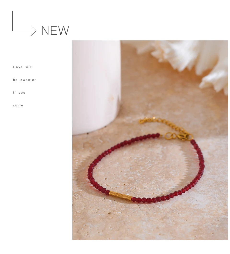 Red Beaded Chain Bracelet