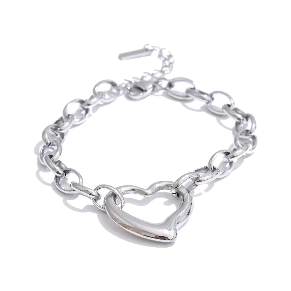 Chunky Chain Heart Bracelet