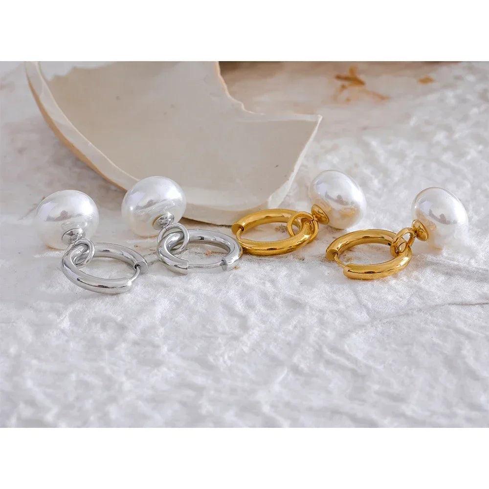 Elegant Pearl Hoop Earrings