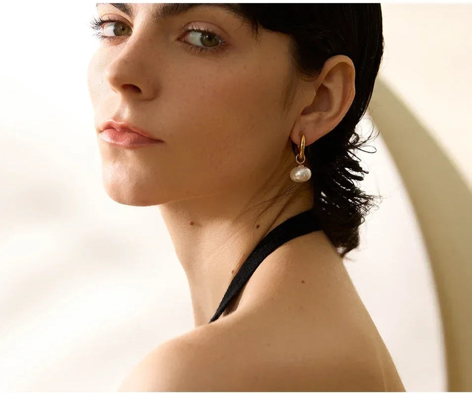 Elegant Pearl Hoop Earrings