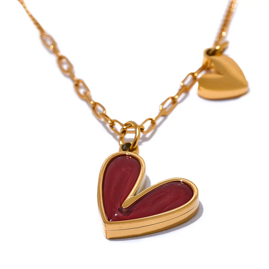 Dual Enamel Heart Necklace
