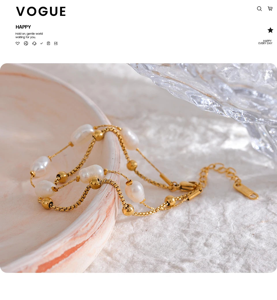 Gold & Pearl Chain Bracelet