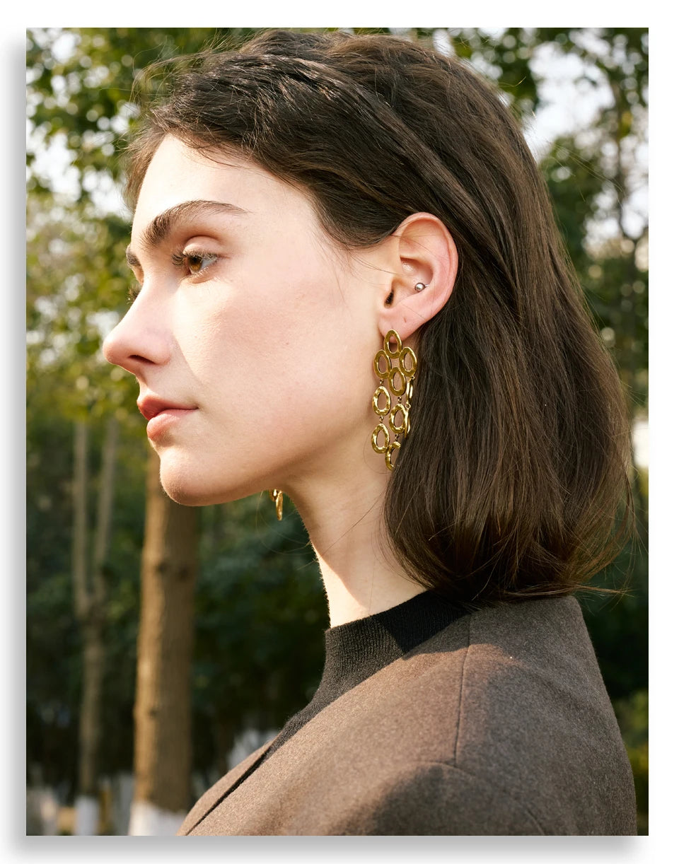 Cascading Gold Link Earrings