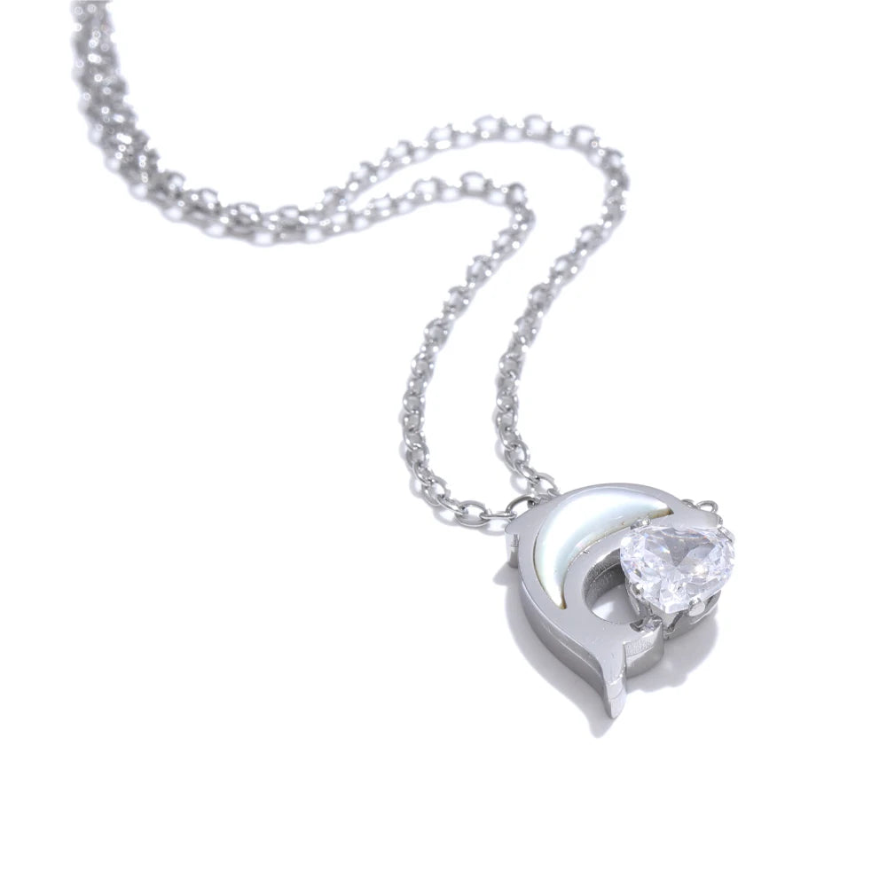Crescent Moon & Crystal Necklace
