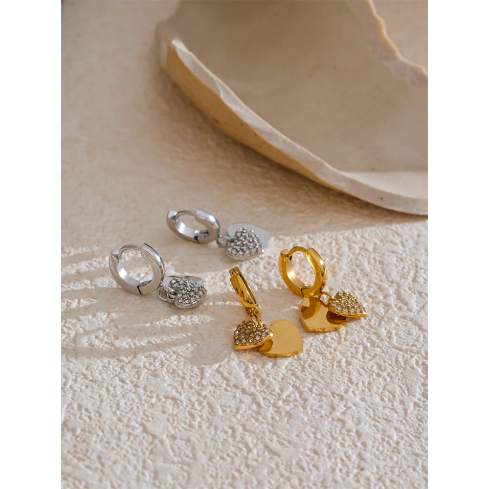 Golden Heart Drop Earrings