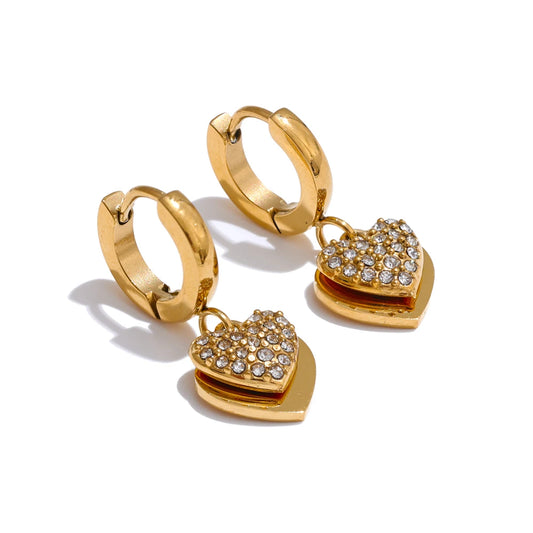 Golden Heart Drop Earrings