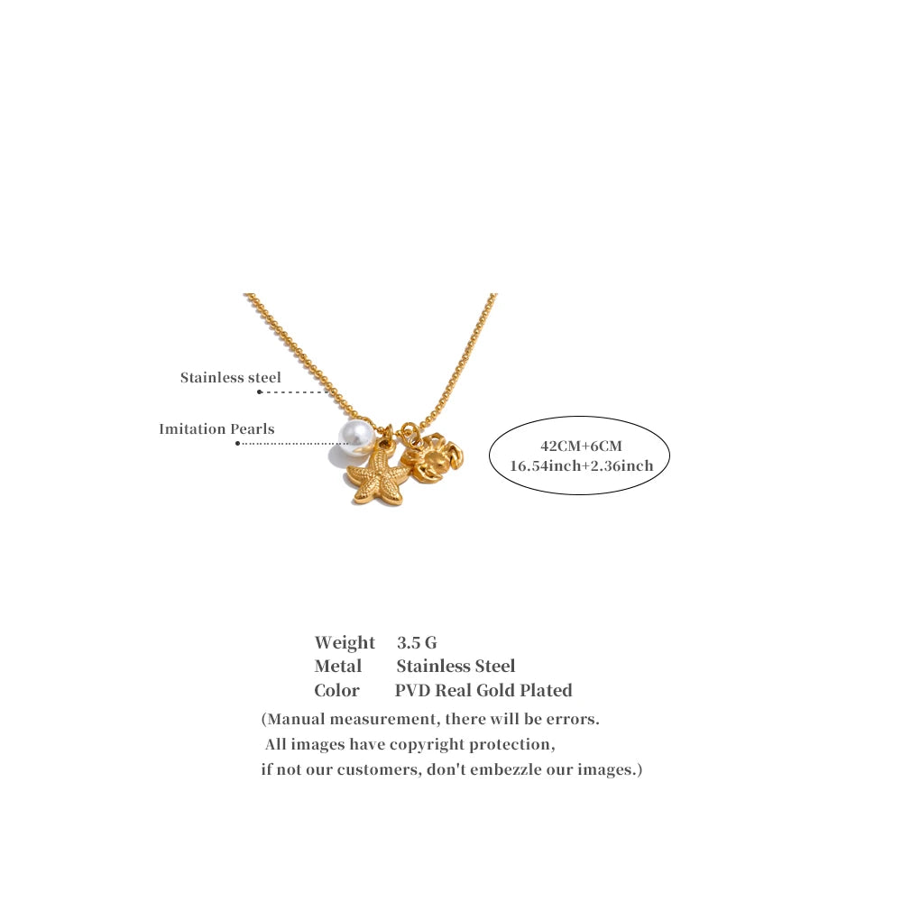 Pearl Starfish Crab Necklace