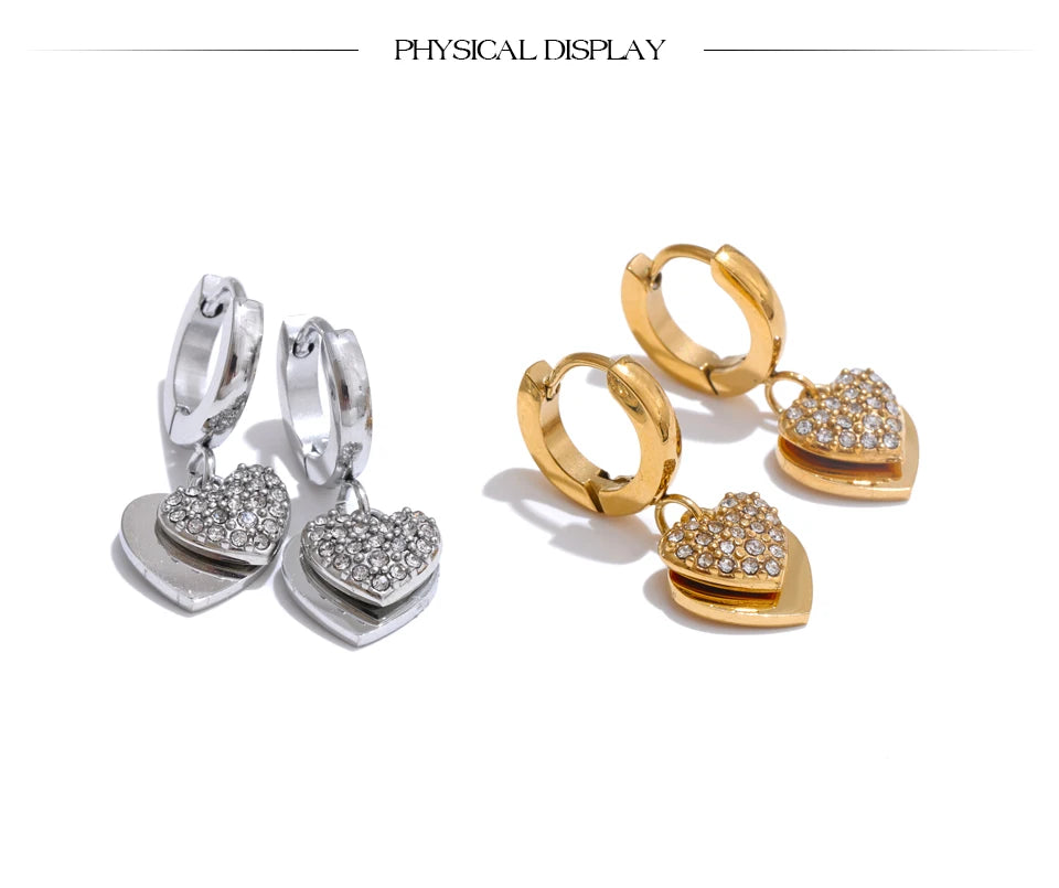 Golden Heart Drop Earrings