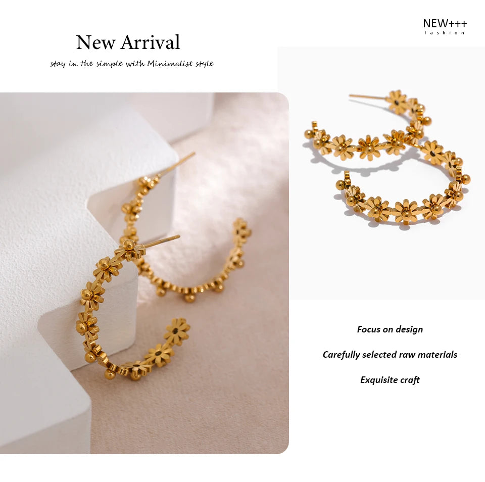 Rose Gold Floral Statement Earrings