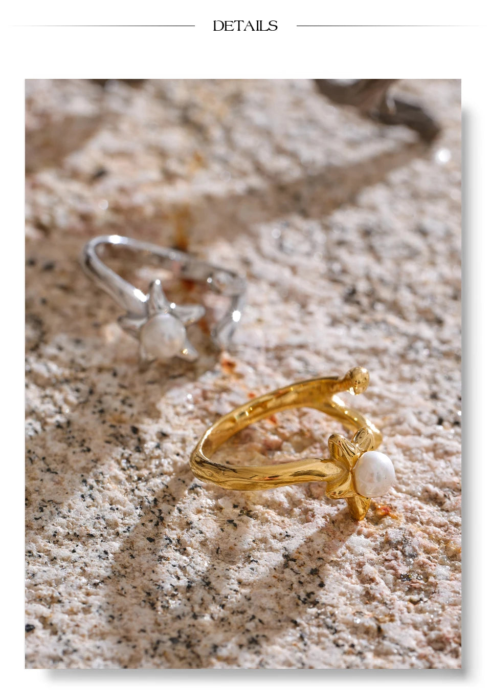 Pearl Flower Open Adjustable Ring