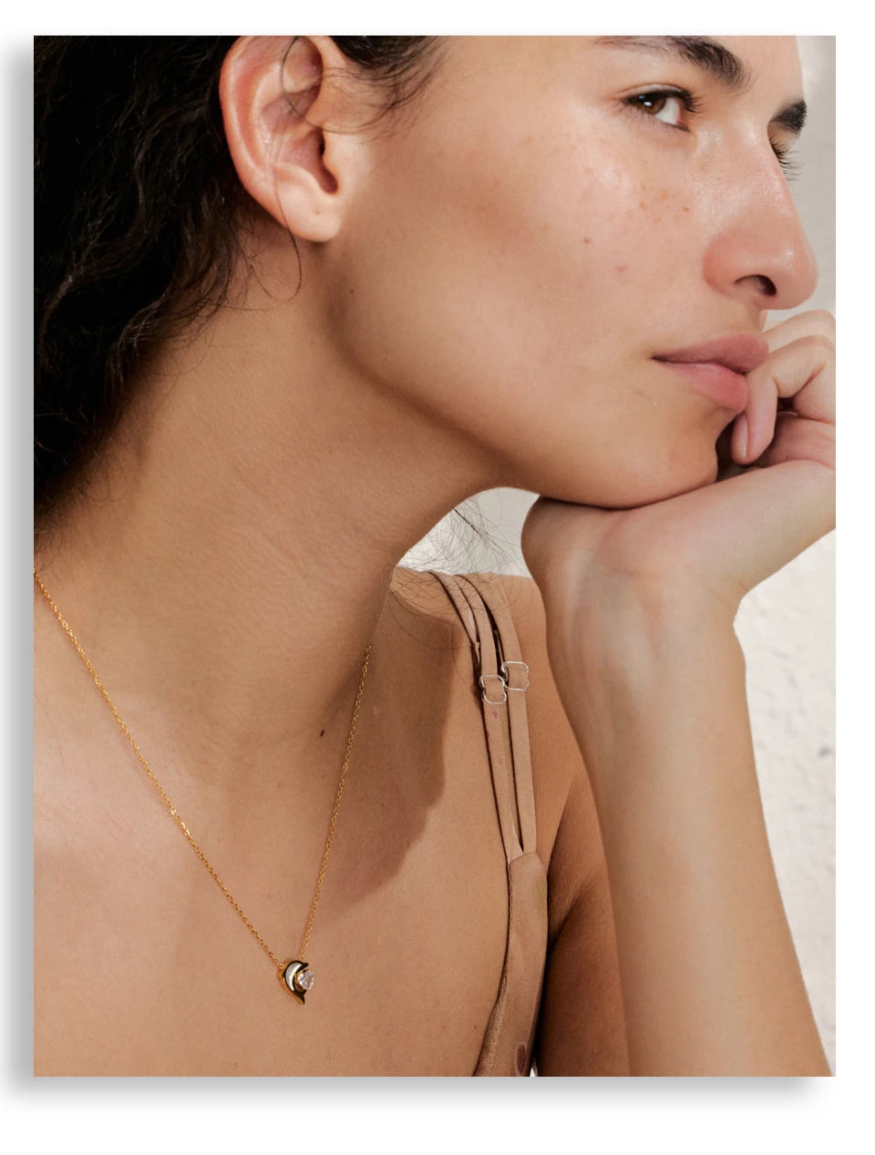 Crescent Moon & Crystal Necklace