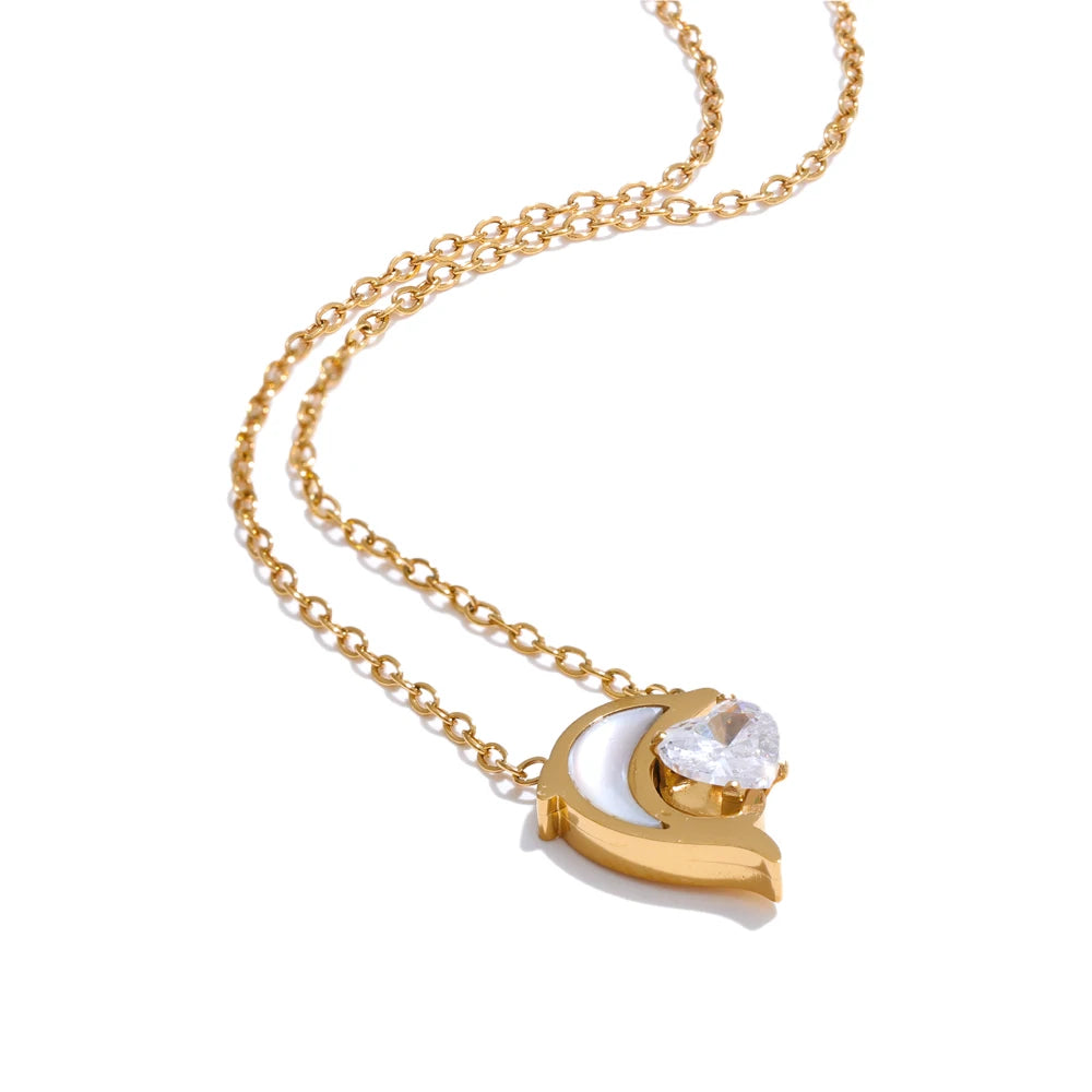 Crescent Moon & Crystal Necklace