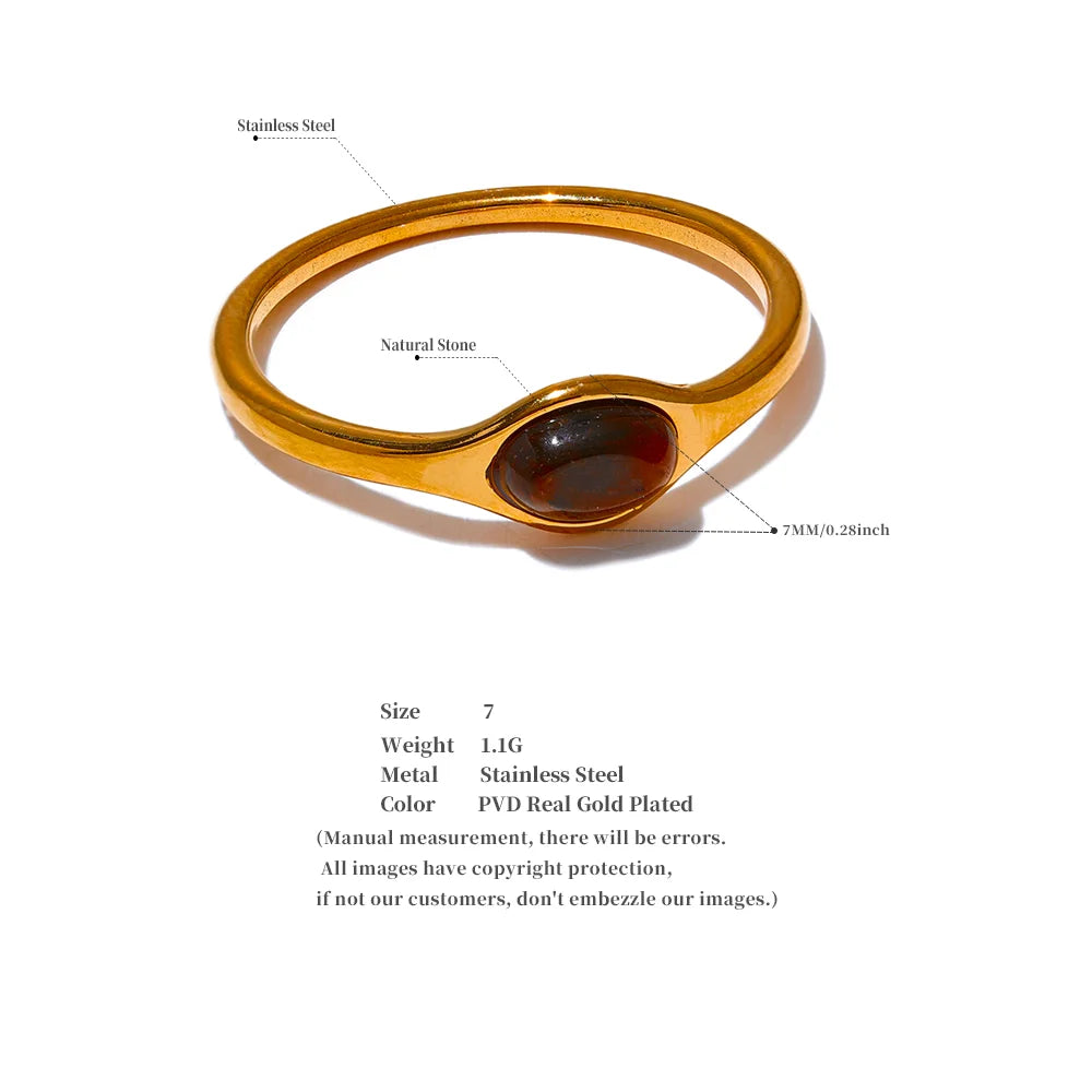 Golden Artisan Stone Ring