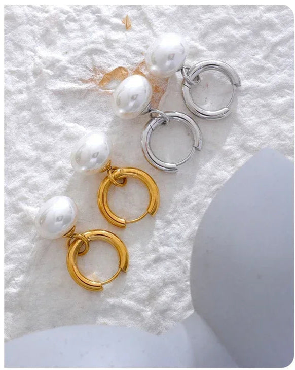 Elegant Pearl Hoop Earrings