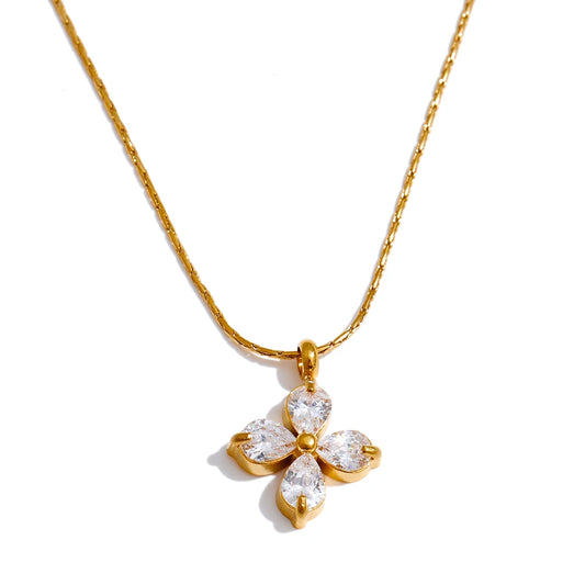 Lucky Clover Crystal Necklace