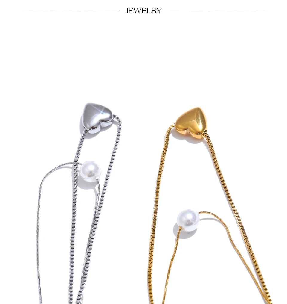 Heart & Pearl Duo Necklace