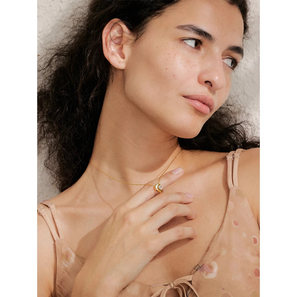 Crescent Moon & Crystal Necklace