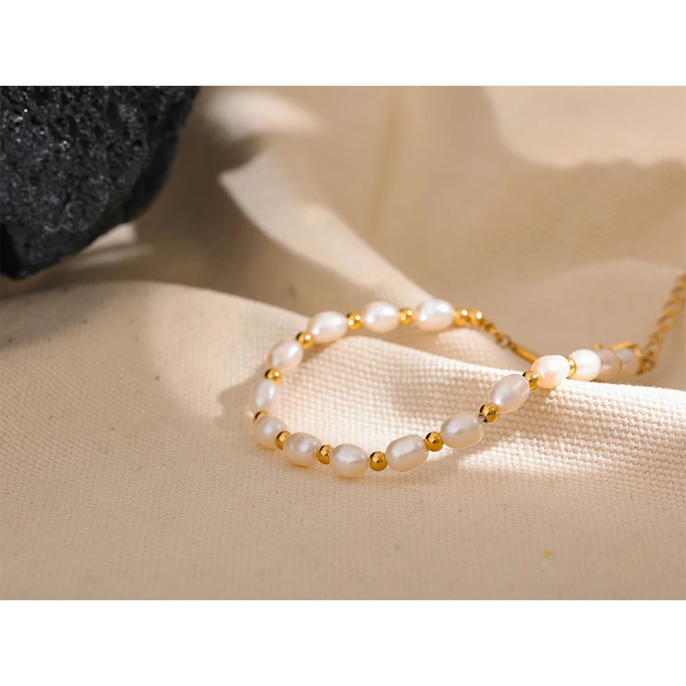 Oval Freshwater Pearl Charm Bracelet