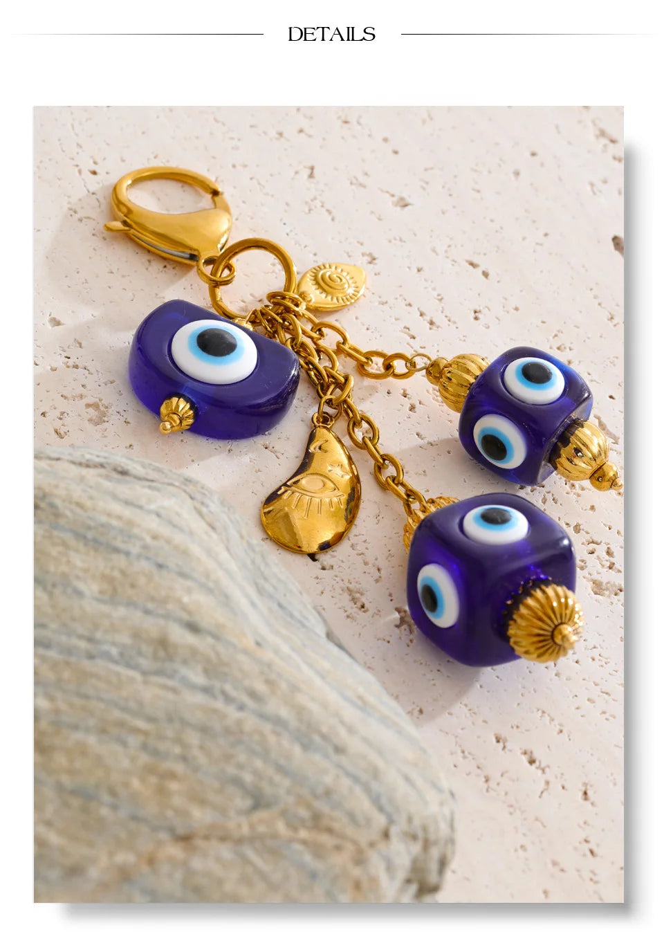 Blue Resin Square Eye Chain Pendant Key Chain