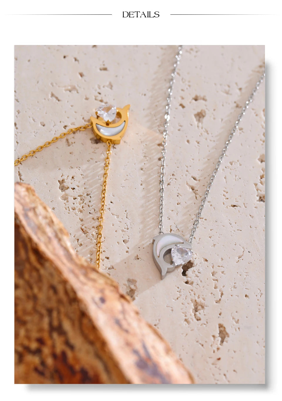 Crescent Moon & Crystal Necklace