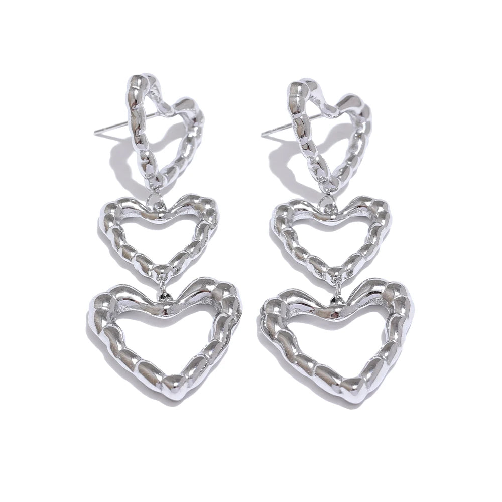 Triple Heart Earrings
