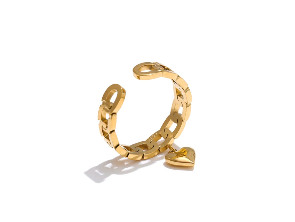 Romantic Heart Gold Ring