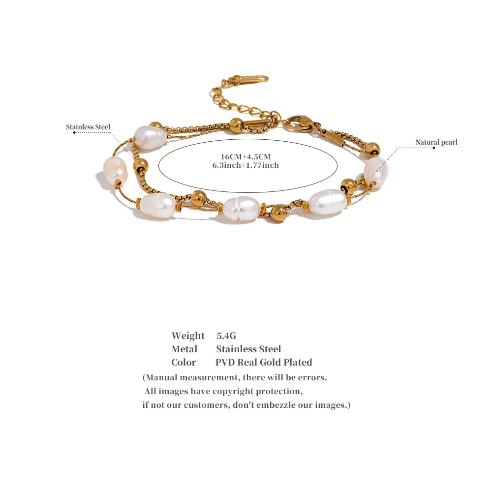 Gold & Pearl Chain Bracelet