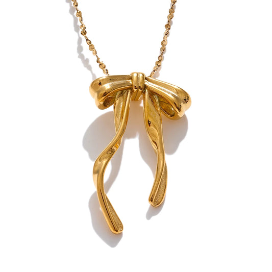 Golden Bow Ribbon Necklace