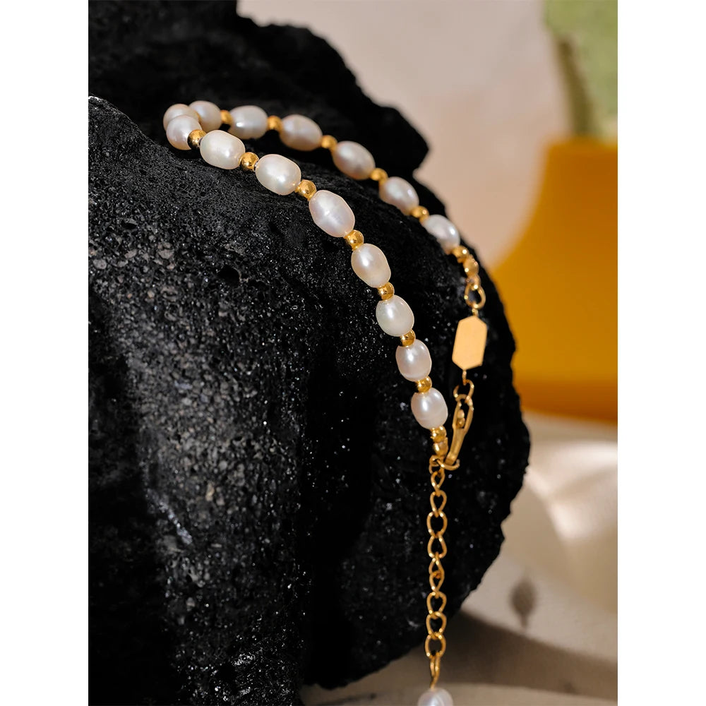 Oval Freshwater Pearl Charm Bracelet