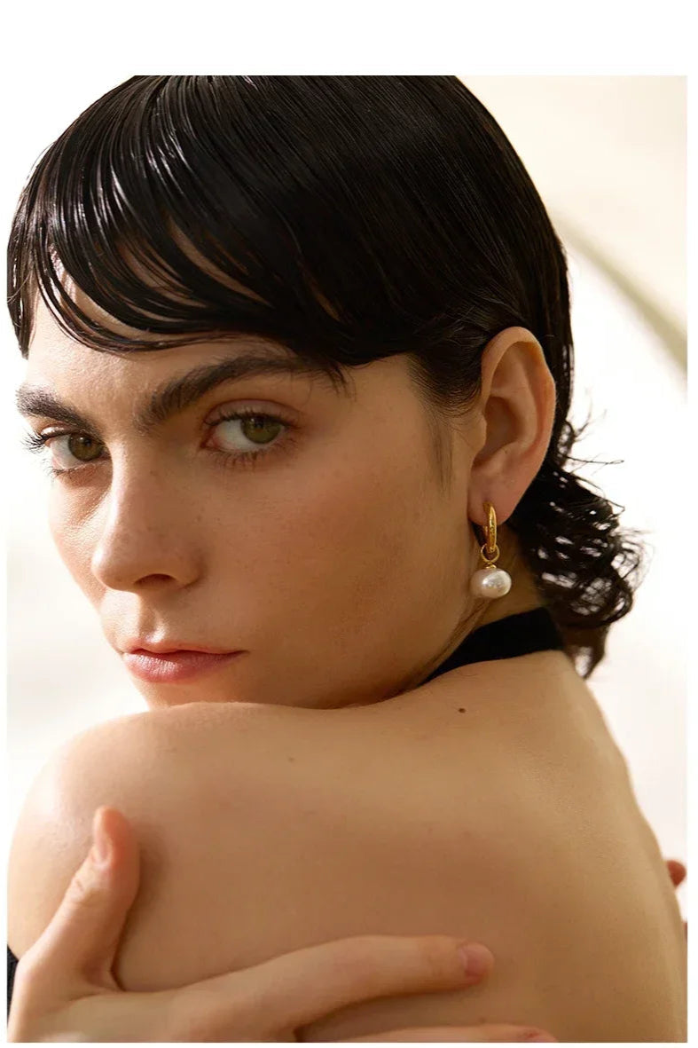 Elegant Pearl Hoop Earrings