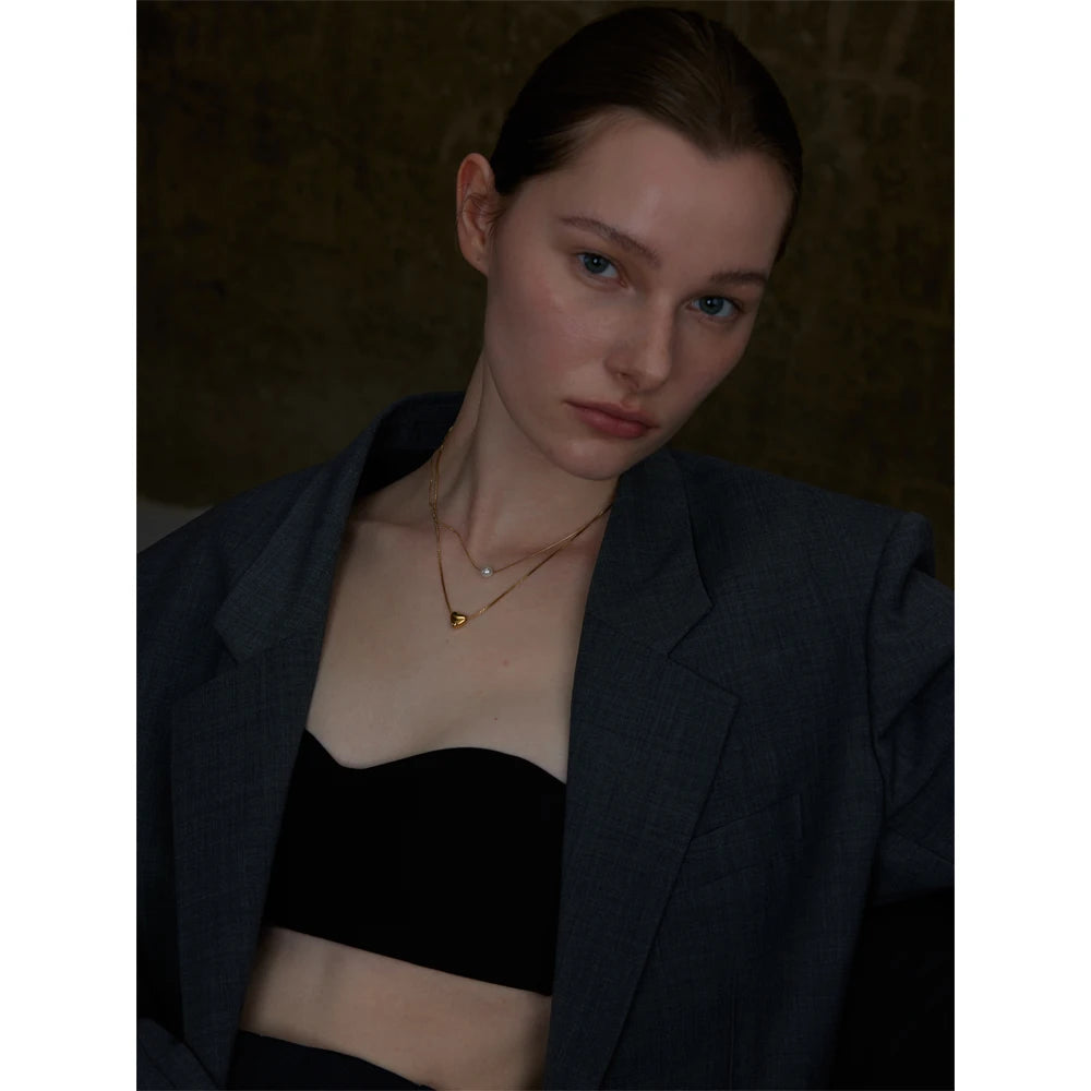 Heart & Pearl Duo Necklace