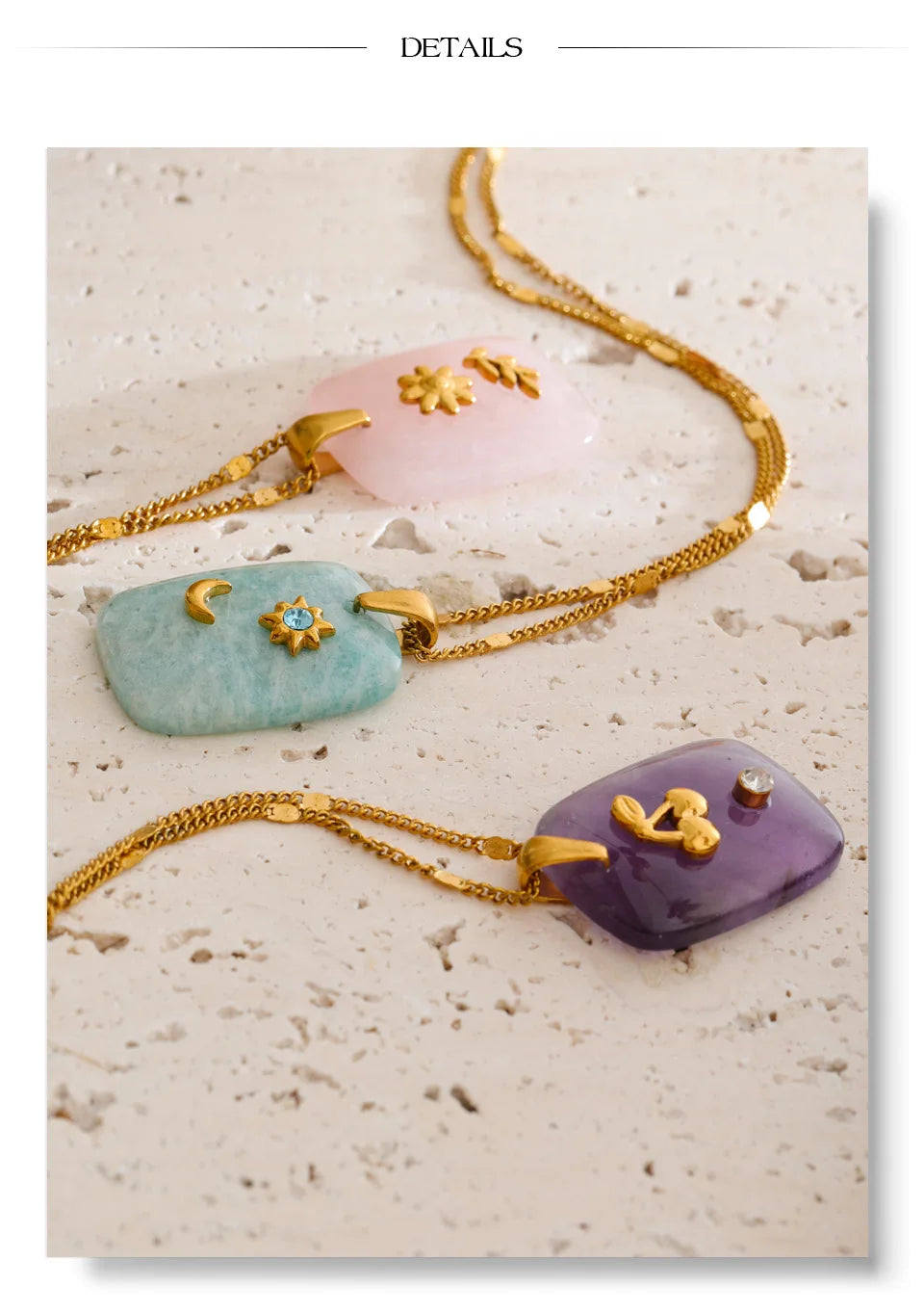 Pastel Stone Charm Necklace Set