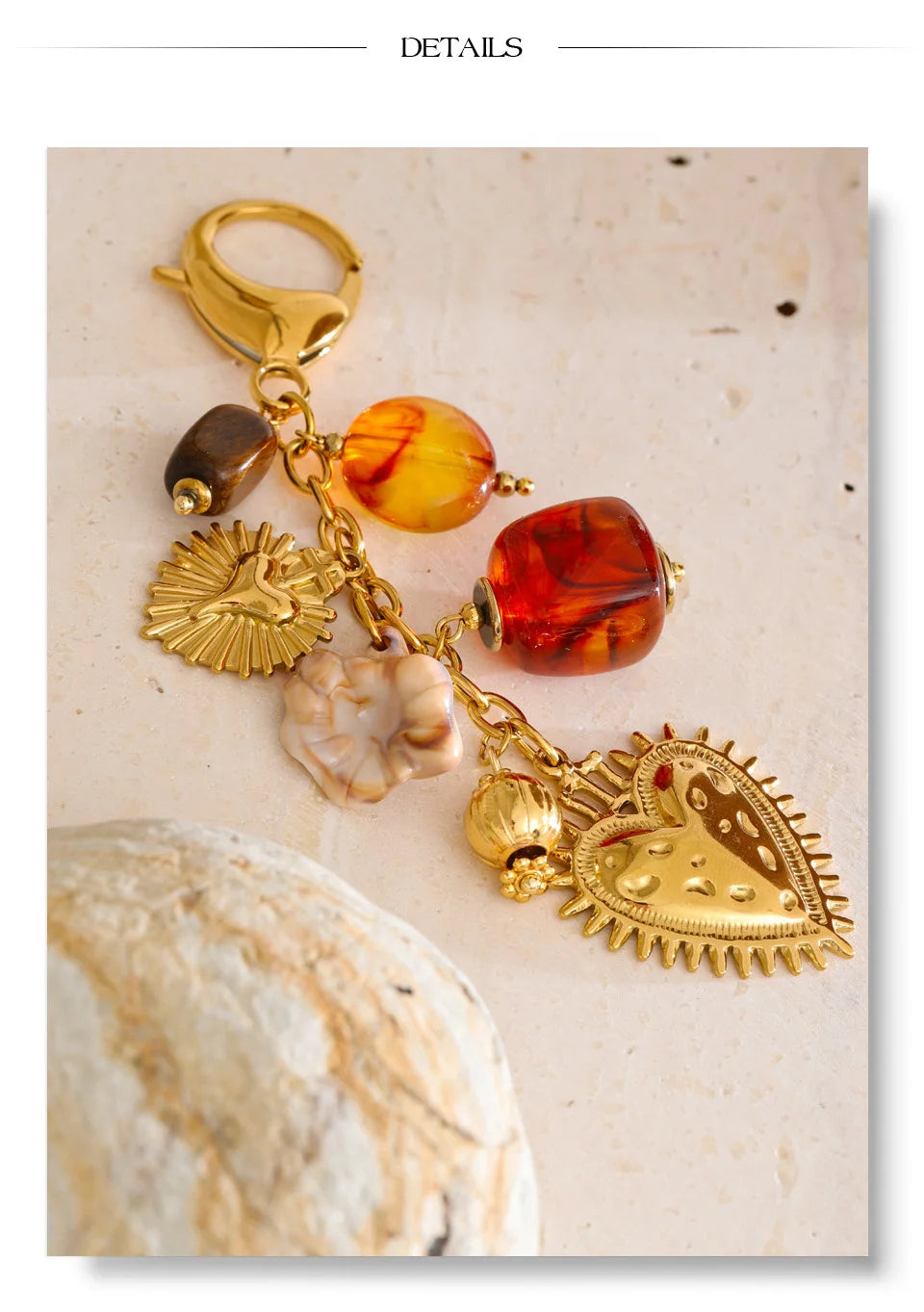 Stainless Resin Heart Chain Pendant Key Chain