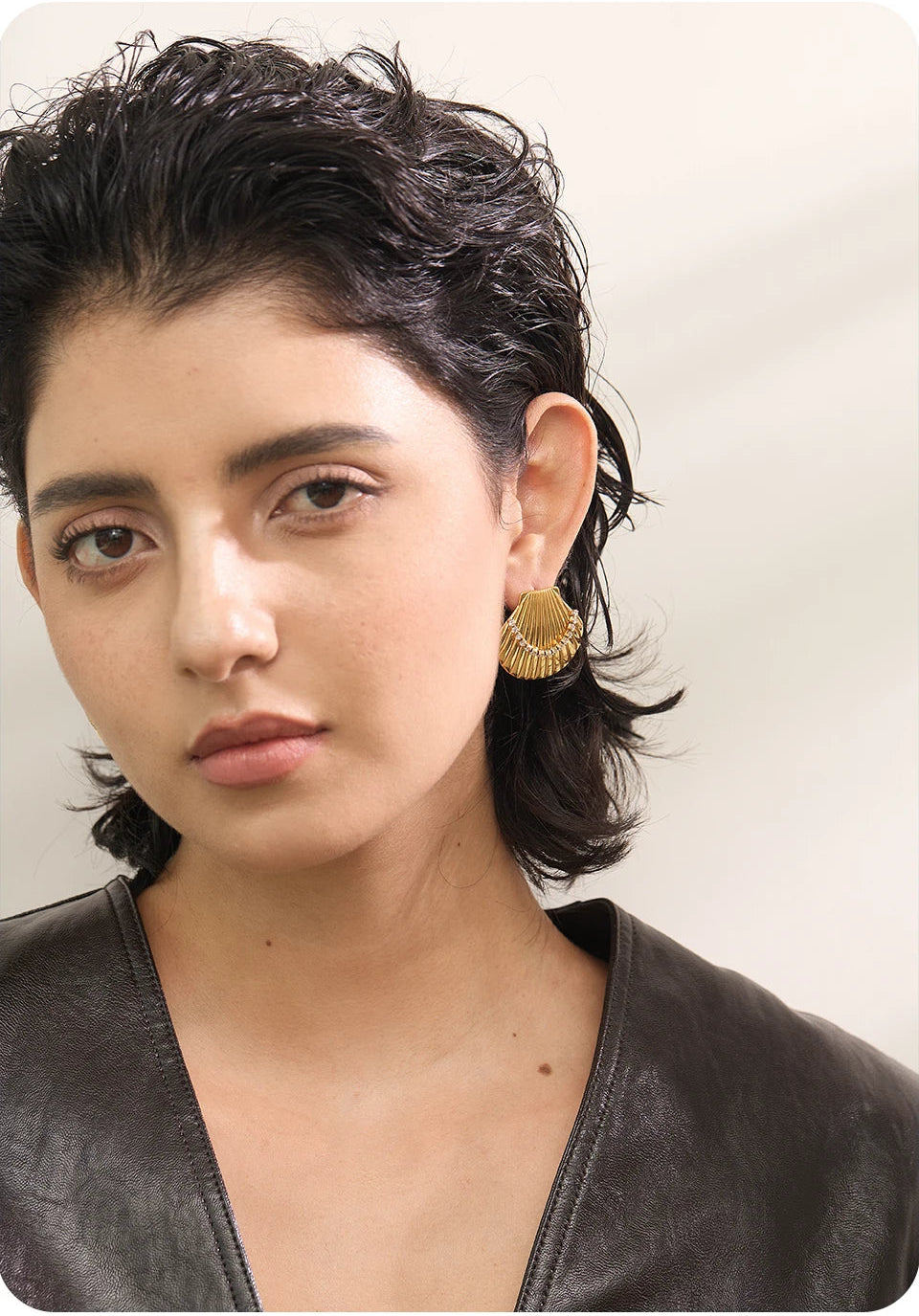 Golden Shell Stud Earrings