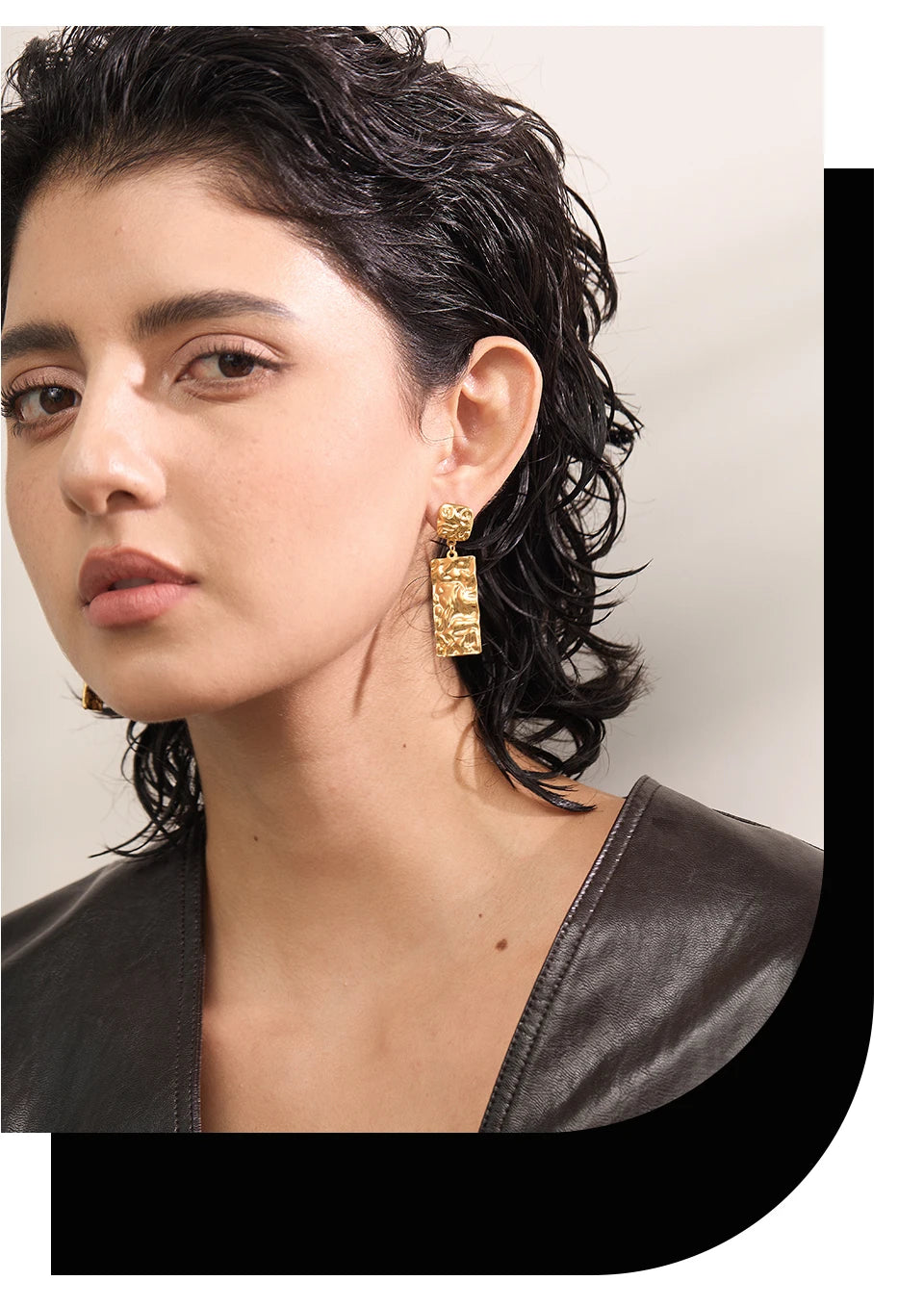 Textured Rectangle Drop Earrings