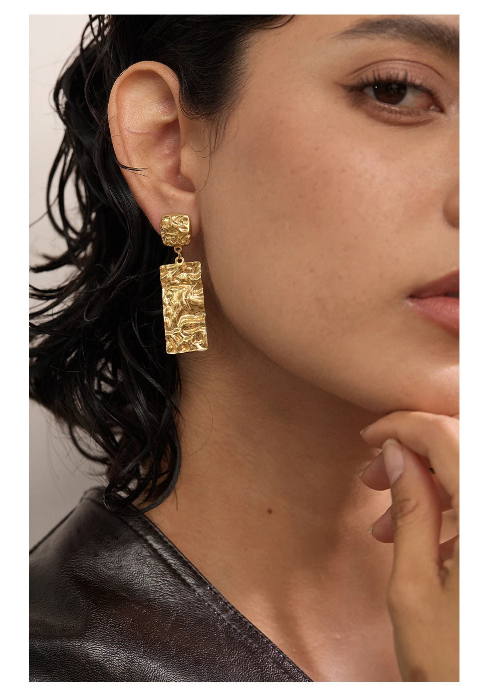 Textured Rectangle Drop Earrings