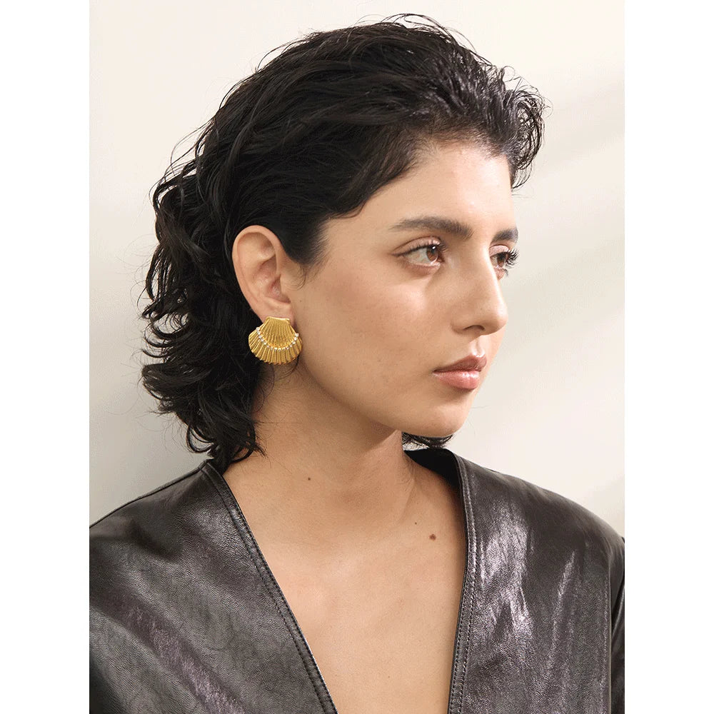 Golden Shell Stud Earrings
