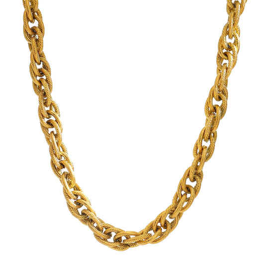 Golden Geometric Link Chain Necklace