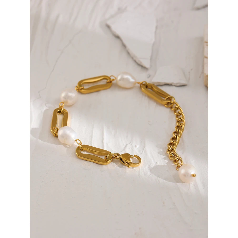 Golden Freshwater Pearl Charm Bracelet