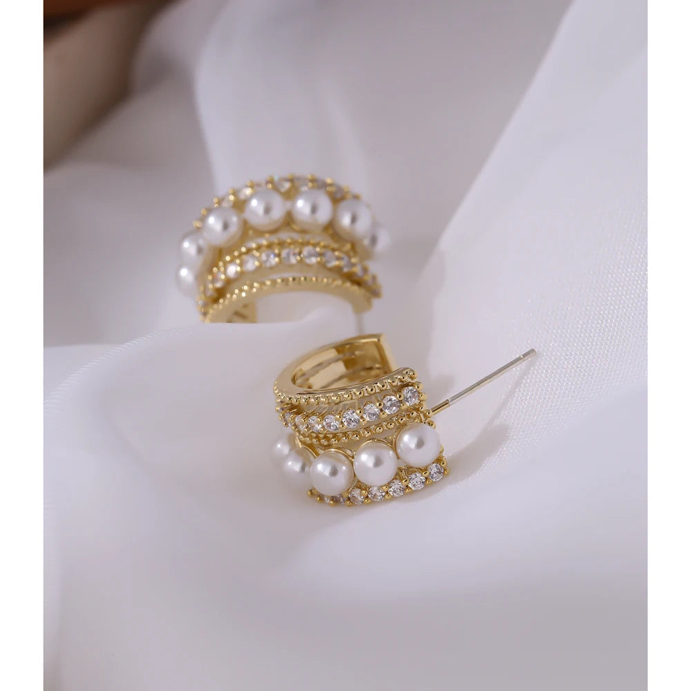 Pearl Crown Hoops