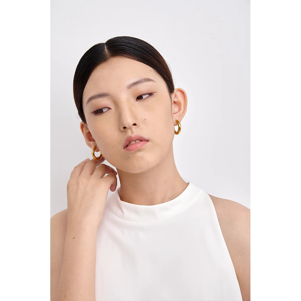 Golden Round Hoop Earrings