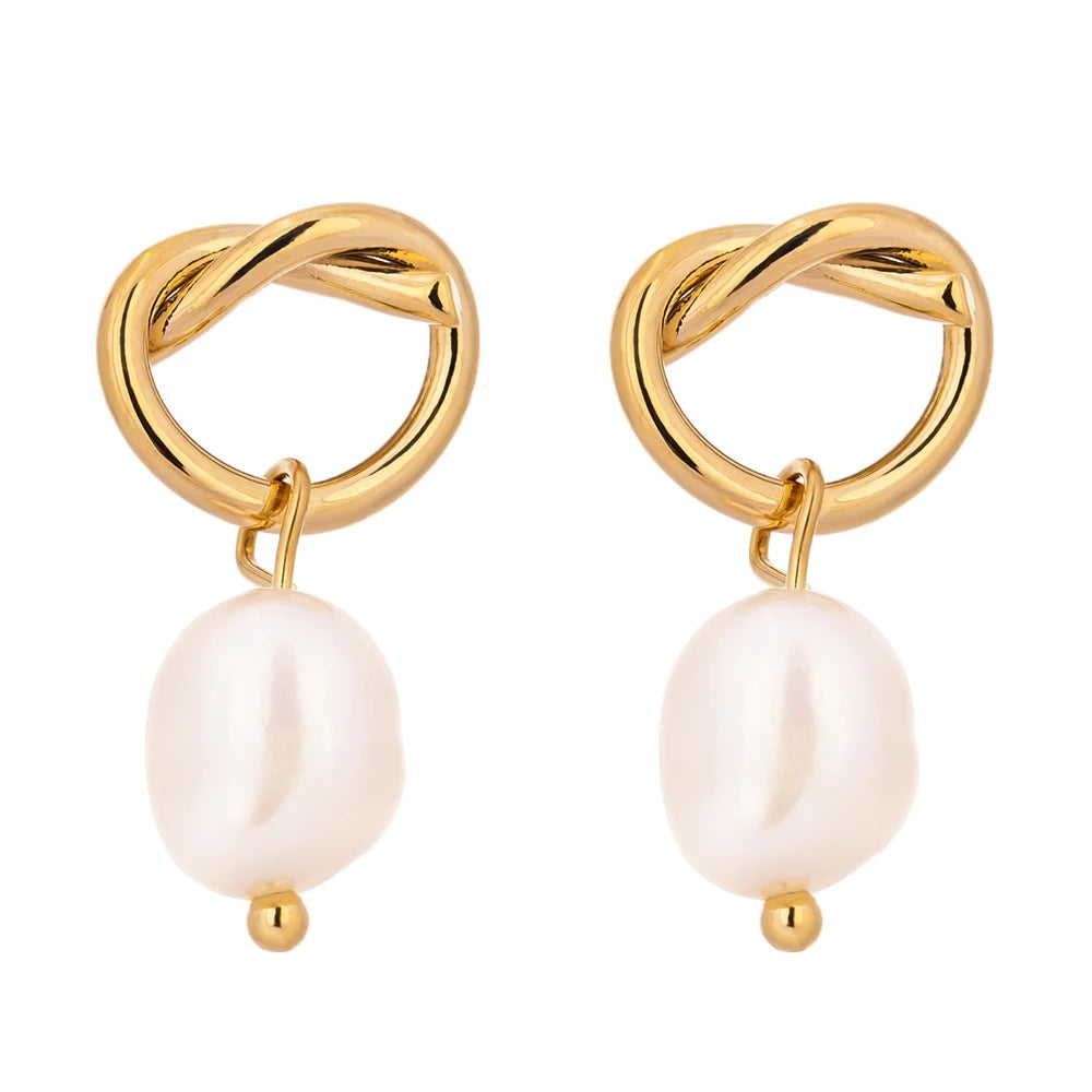 Pearl Drop Knot Earrings