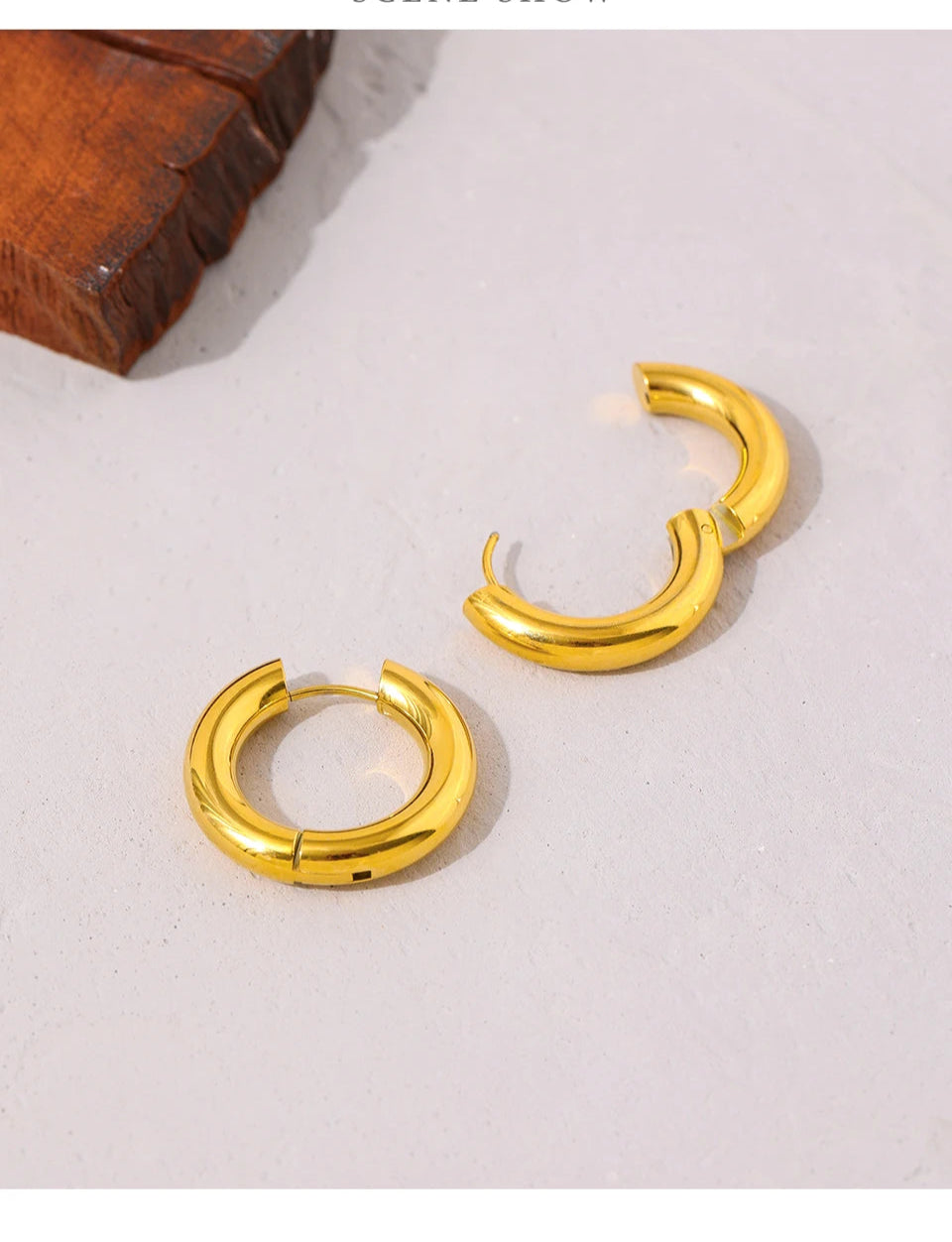 Golden Round Hoop Earrings