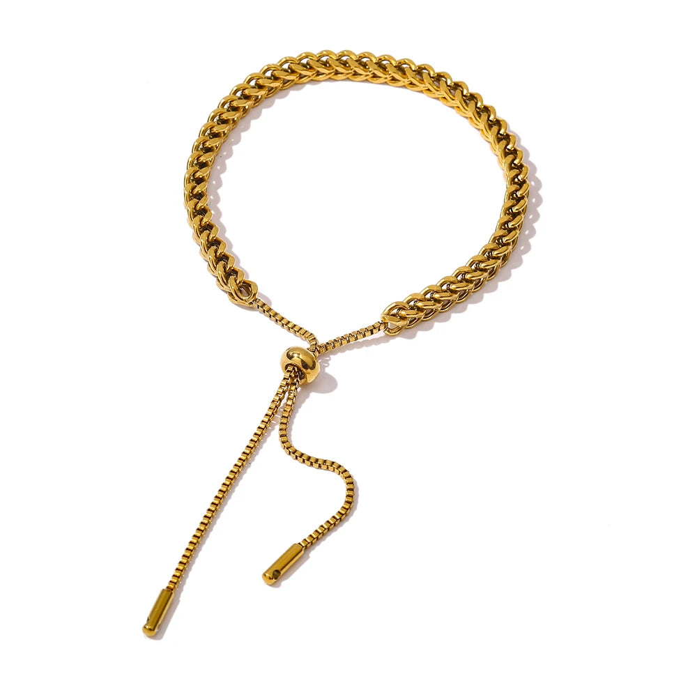 Golden Link Geometric Bracelet