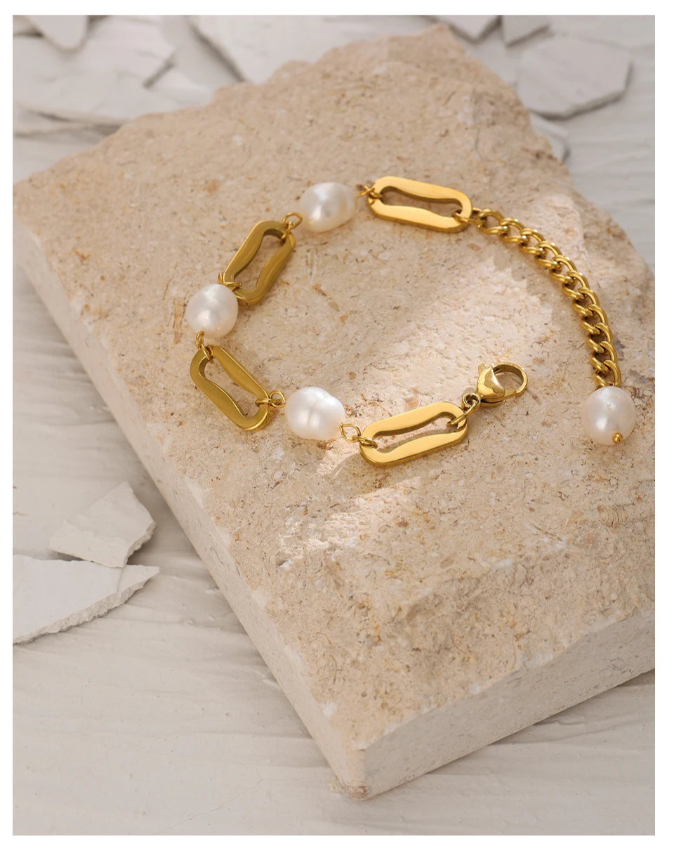 Golden Freshwater Pearl Charm Bracelet