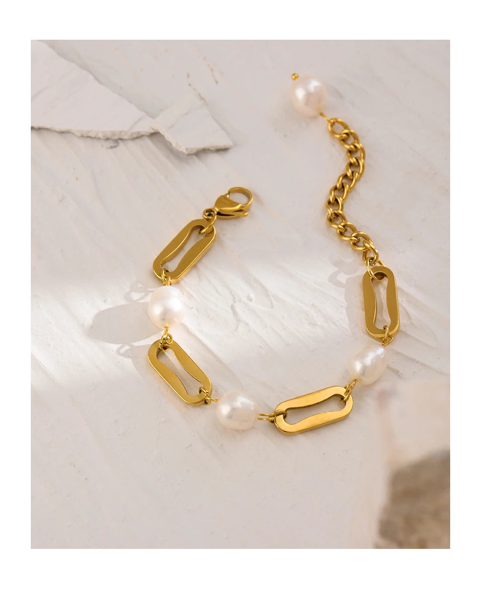 Golden Freshwater Pearl Charm Bracelet