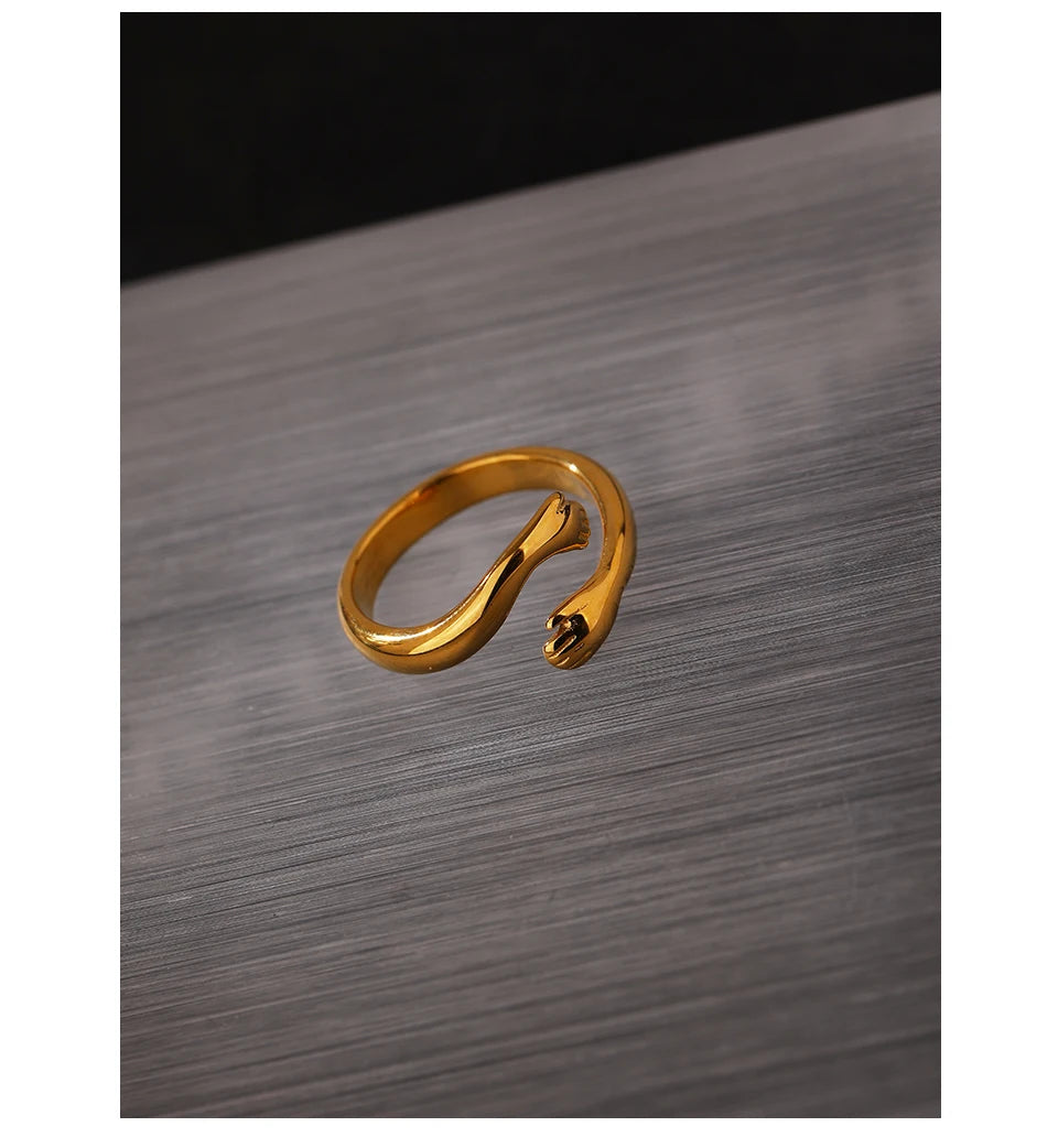 Gold Geometric Hug Ring